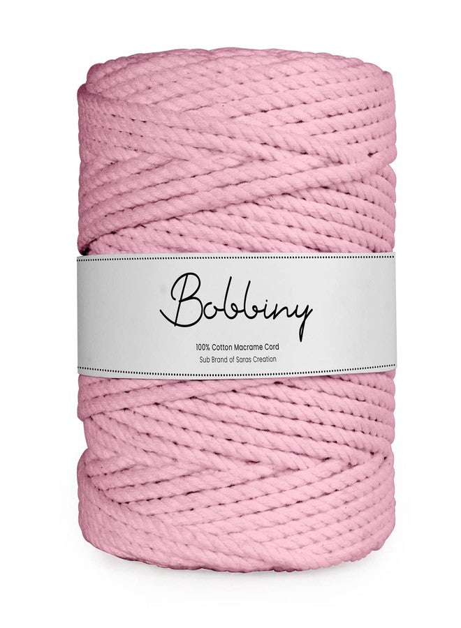 Bobbiny | 3 Ply Twisted Macrame Cotton Cord Dori (Roll Packaging) Thread for Macrame DIY and Other Projects | Baby Pink | 3mm,100 Meter - Image 1
